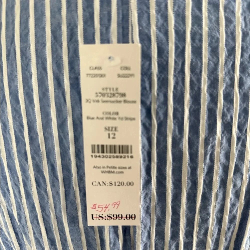 NWT! White House Black Market Seersucker Wrap Blouse - Picture 7 of 7